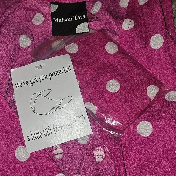 Maison Tara Pink Polka Dot Dress Size 12 NWT - Picture 10 of 11